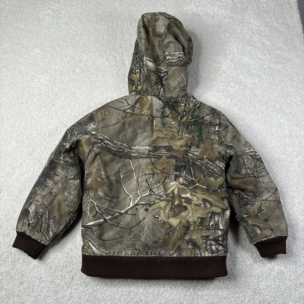 Carhartt Camo Jacket Youth Small 7-8‎ Insulated Realtree Hooded Canvas Mossy Oak